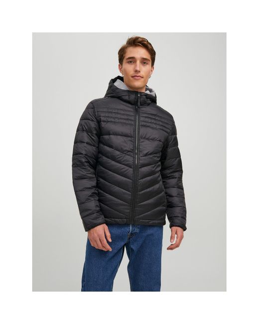 Jack & Jones Gray Hero Hooded Puffer Jacket for men