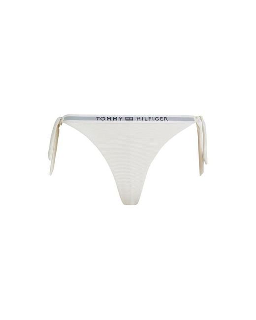 Tommy Hilfiger White S Side Tie Logo Bikini Bottom Ivory M