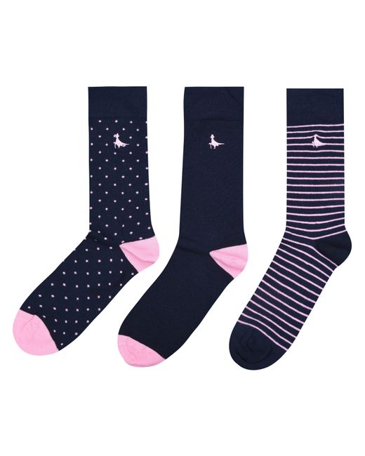 Jack Wills Blue Alandale Multipack Patterned Socks 3 Pack for men