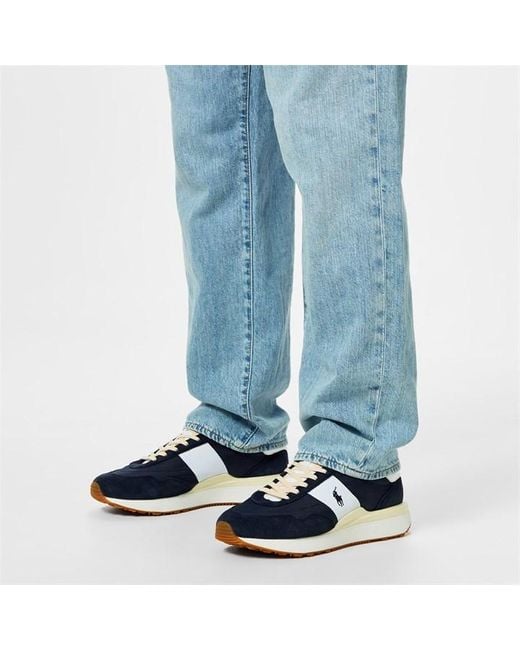 Polo Ralph Lauren Blue Train 89 Suede, Mesh And Faux Leather Trainers for men