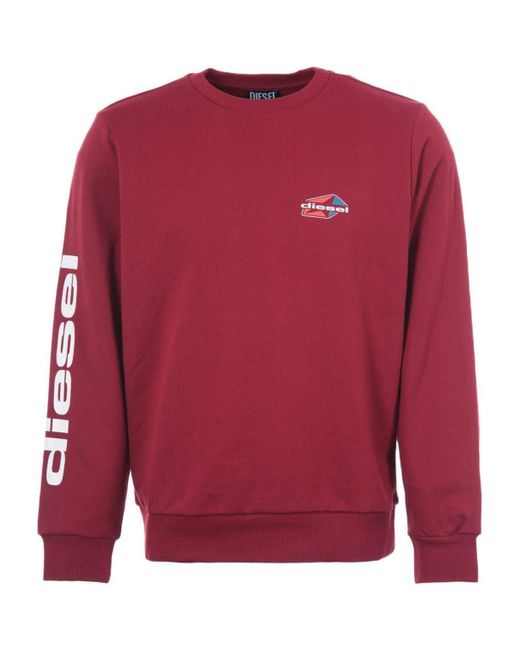 DIESEL Red Sgirk K14 Logo Crew Neck Sweatshirt for men