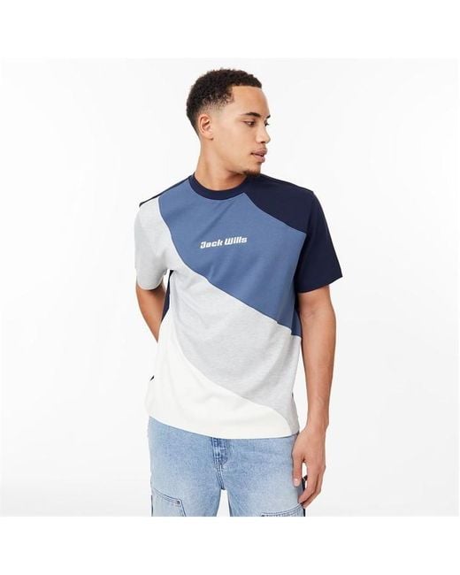 Jack Wills Blue Wave Cut And Sew T-shirt for men