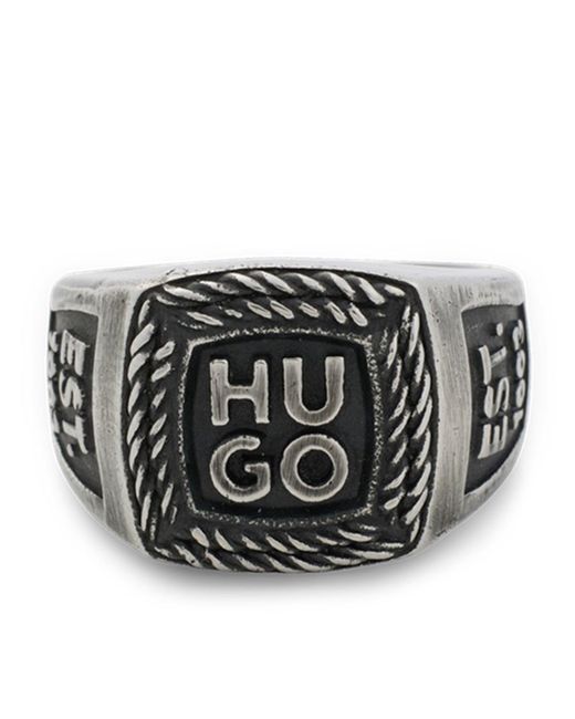 HUGO Black E Stacked Ring for men