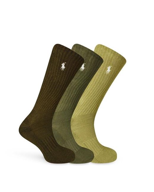 Ralph Lauren Green Three Pack Crew Socks for men