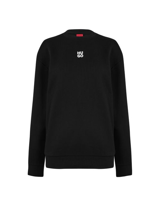 HUGO Black Stack Logo Crew Neck Sweater