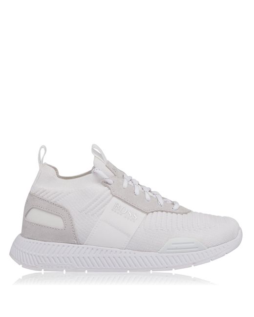 Boss White Titanium Knit Trainers