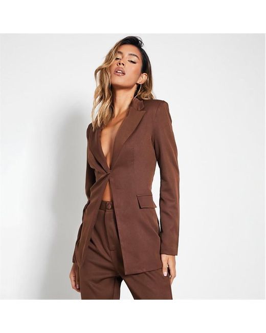 I Saw It First Brown Tailored Open Back Detail Blazer