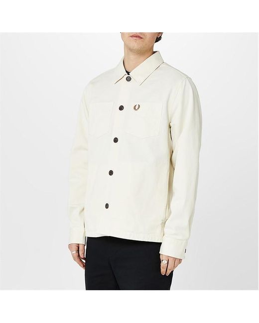 Fred Perry White Fred Twill Overshirt Sn34 for men