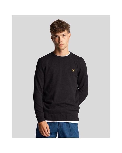 Lyle & Scott Black Merino Crew Knit Sweater for men