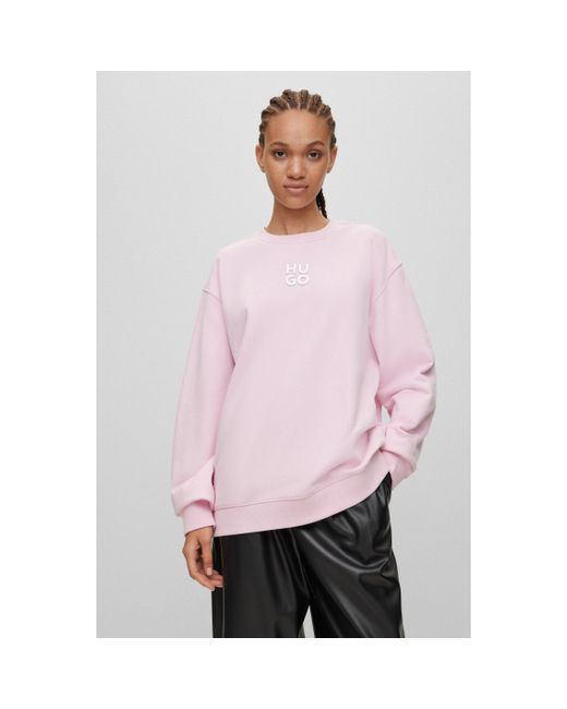 HUGO Pink Stack Logo Sweater