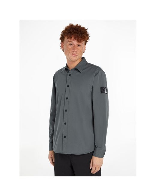 Calvin Klein Gray Monologo Badge Overshirt for men