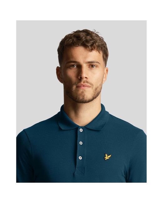 Lyle & Scott Blue Basic Short Sleeve Polo Shirt for men