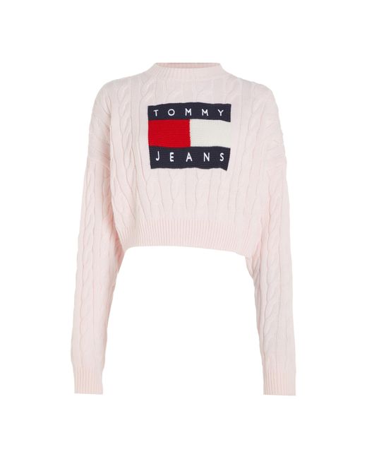 Tommy Hilfiger Pink Flag Cable Knit Sweater