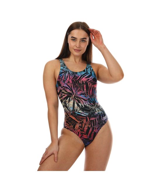 Speedo Blue Placement U-back Swimsuit