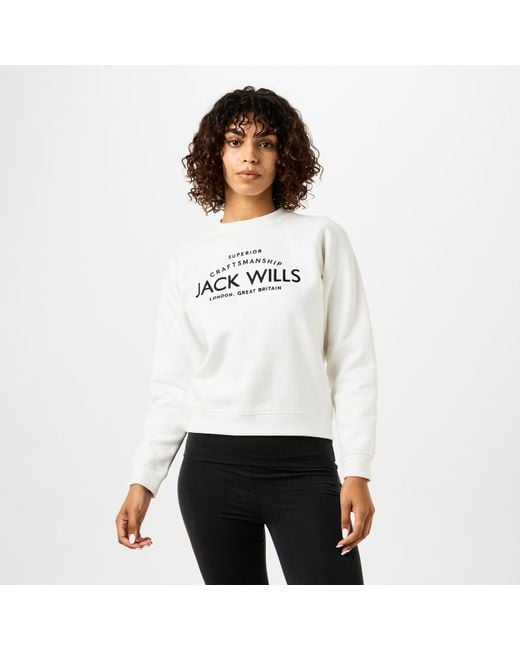 Jack Wills White Jw Hunston Graphic Crew Neck Sweatshirt