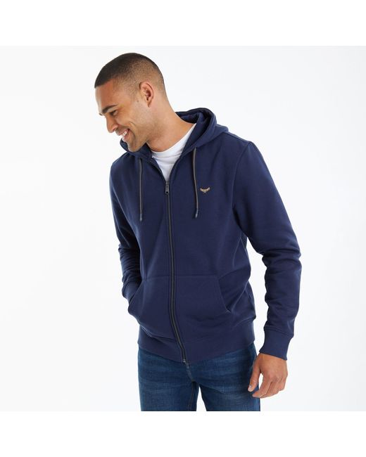 Threadbare Blue Zip Through Hoodie for men