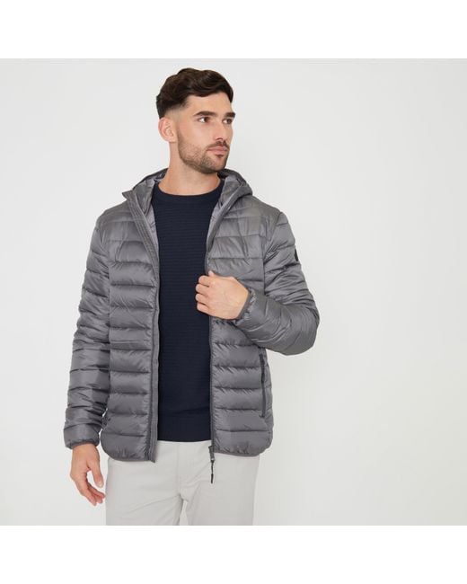 Threadbare Blue Matte Finish Padded Hooded Jacket for men