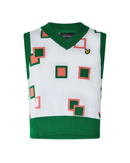 Lyle & Scott Green Knit Vnck Vst Sn99 for men