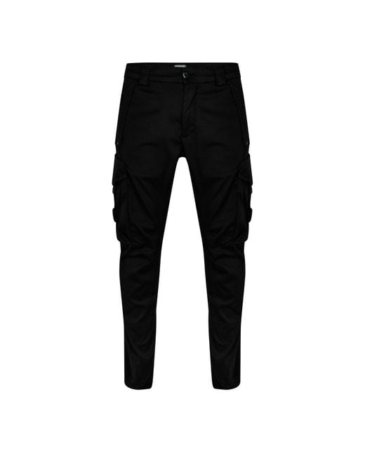 C P Company Black Ergonomic Fit Cargo Trousers for men