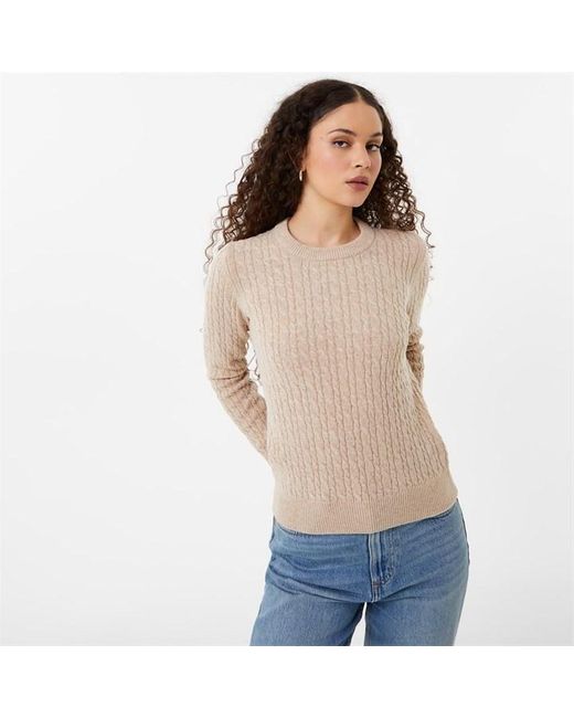 Jack Wills Natural Tinsbury Merino Wool Blend Cable Knitted Jumper