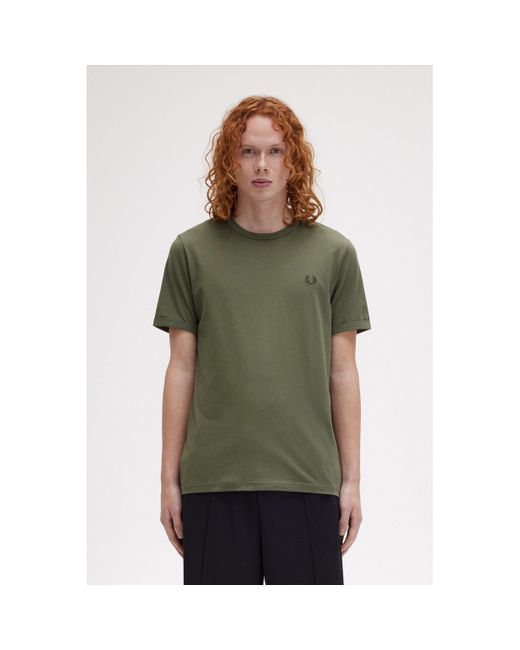 Fred Perry Green Ringer T-Shirt for men