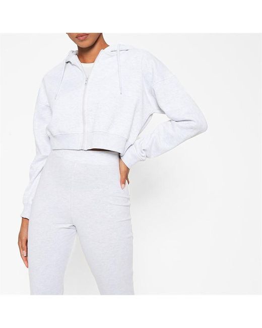 I Saw It First White Zip Through Cropped Hoodie