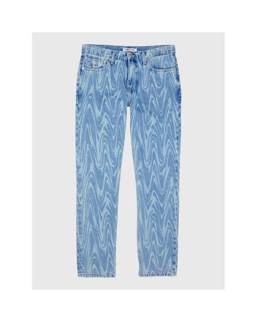 Tommy Hilfiger Blue Ethan Straight Swirl Lasered Denim Jeans for men