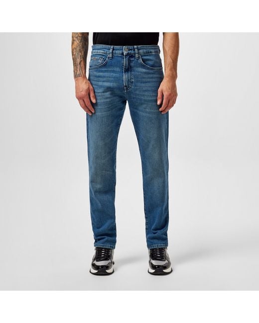 Boss Blue Maine Straight Leg Jeans for men