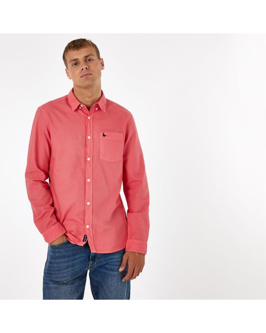 Jack Wills Red Langforde Garment Dye Oxford Shirt for men