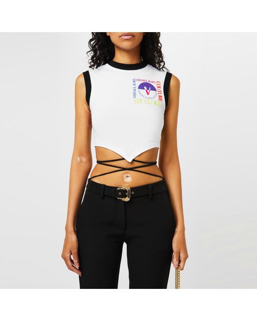 Versace Jeans Couture Black Logo Vest Crop Top