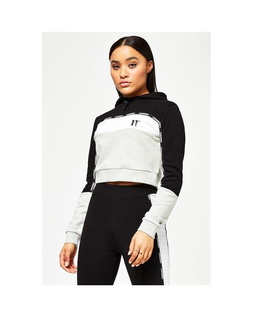 11 Degrees Black Taped Cropped Oth Hoodie