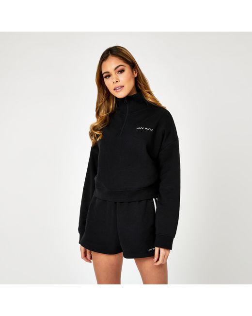 Jack Wills Black Active Funnel Neck Zip Up Sweatshirt