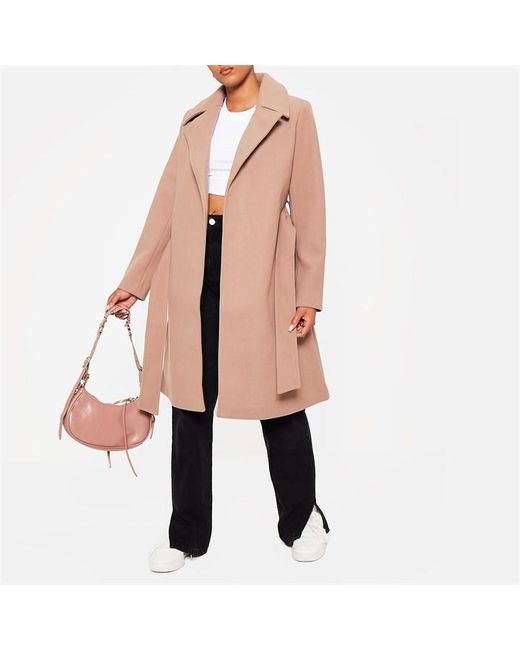 I Saw It First Pink Faux Wool Lined Belted Formal Coat