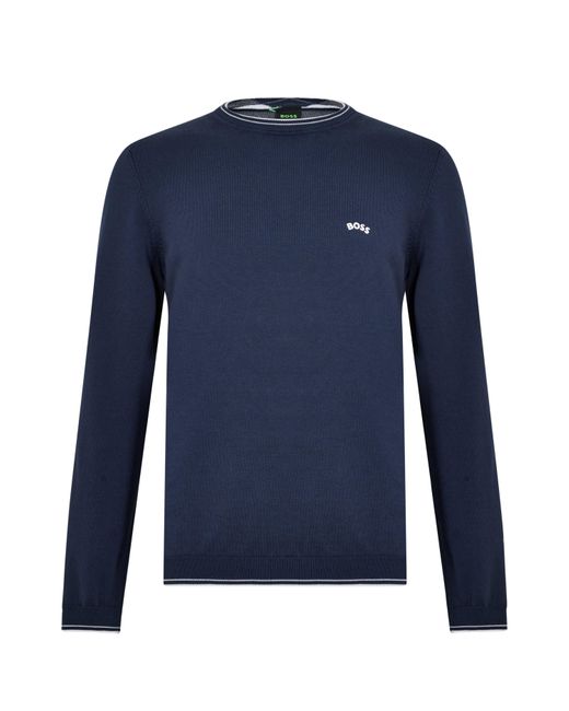 Boss Blue Ritom Crew Knit Sweater for men