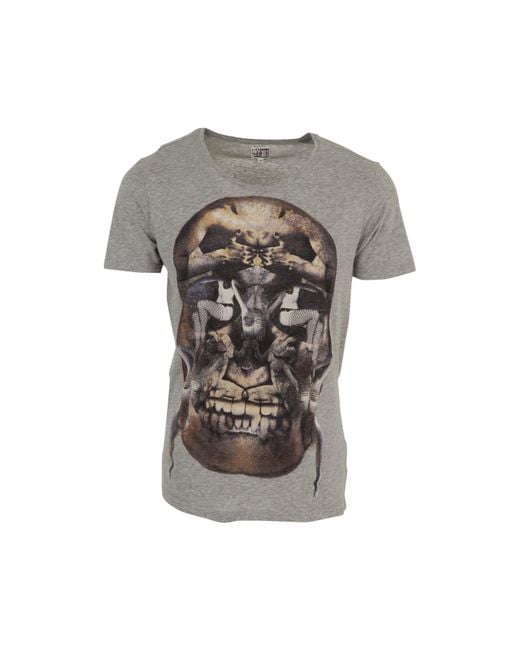 Firetrap Gray Skully T Shirt for men