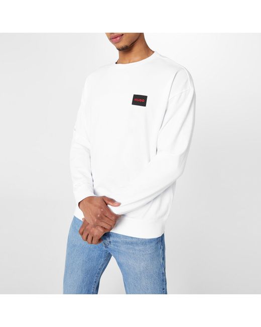 HUGO White Cut Logo Sweatshirt for men