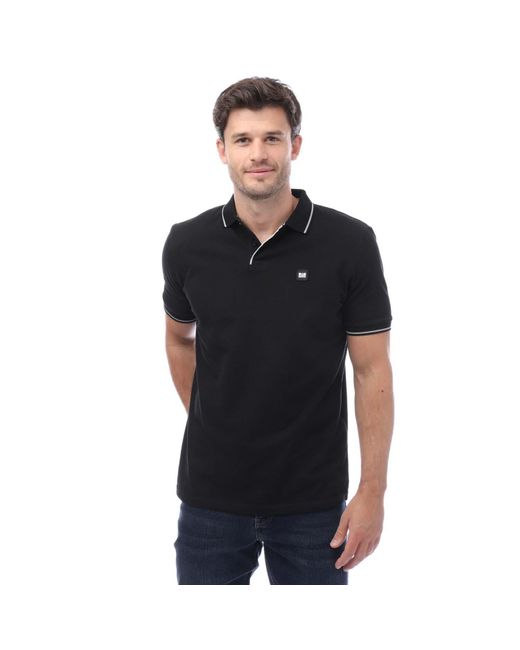 Weekend Offender Black Spello Piped Polo Shirt for men