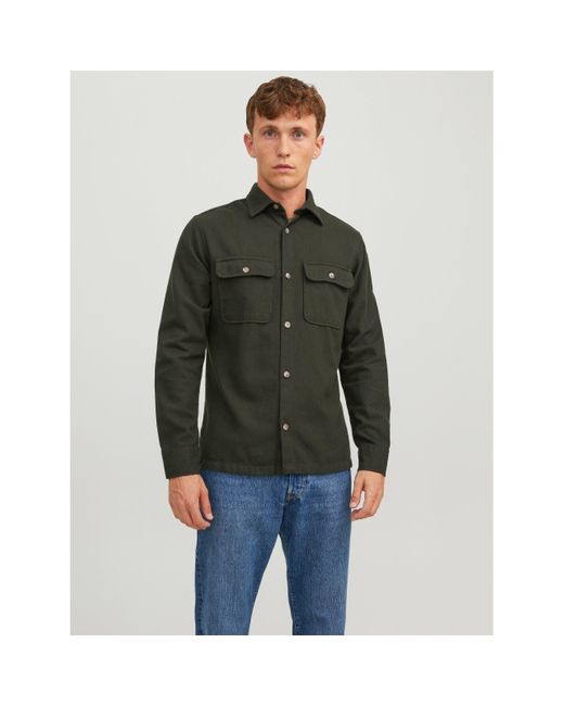 Jack & Jones Green Slim Fit Overshirt for men