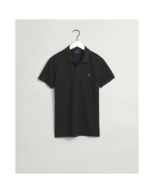 Gant Black Pique Short Sleeve Rugger Polo for men