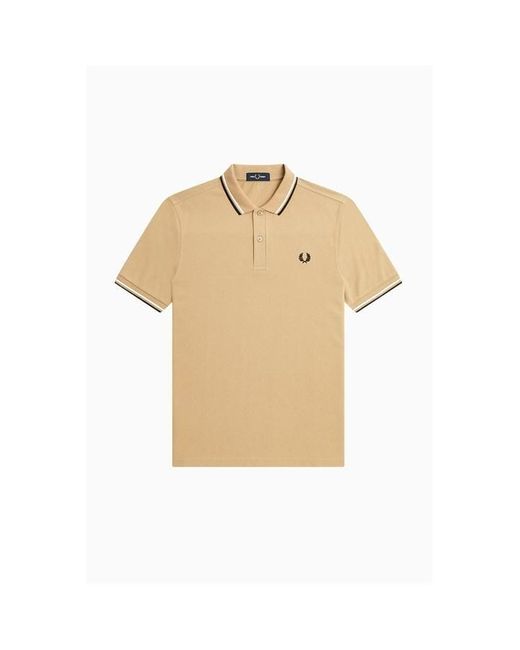 Fred Perry Natural Short Sleeve Twin Tipped Polo Shirt for men