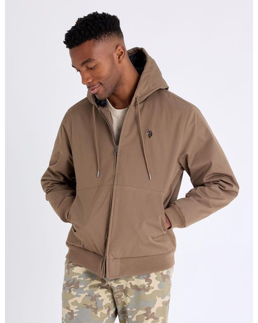 U.S. POLO ASSN. Blue Solid Midweight Hooded Jacket for men