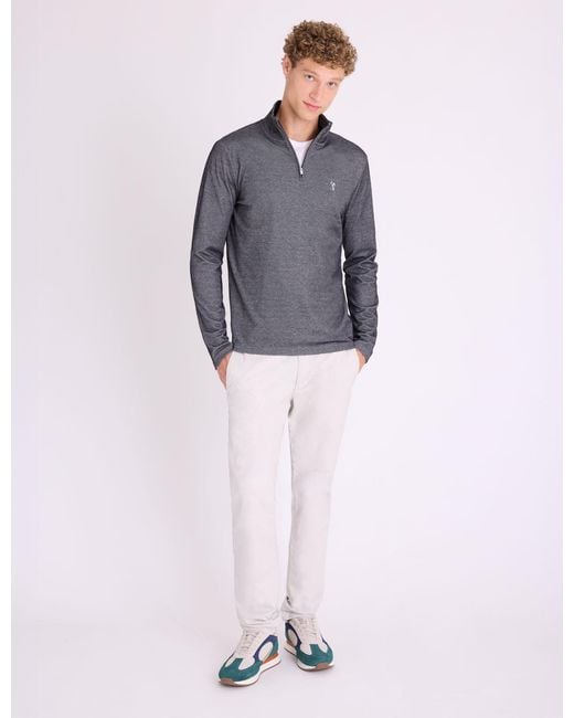 U.S. POLO ASSN. Blue 1/4 Zip Interlock Pique Pullover for men