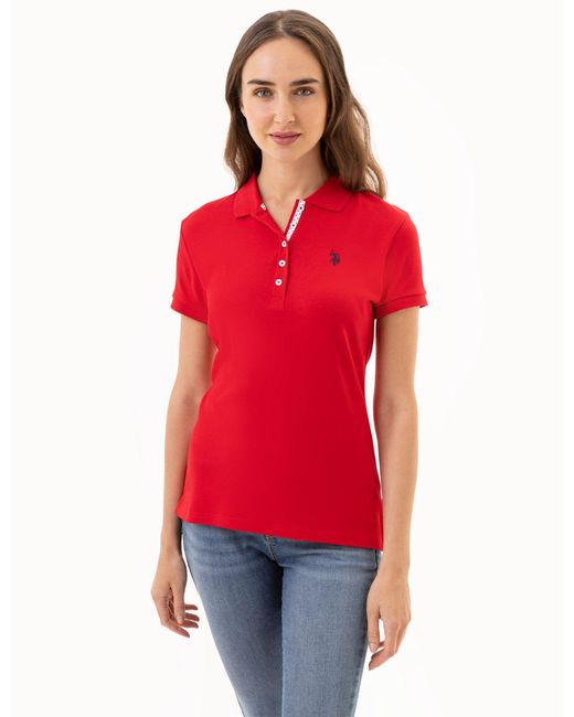 U.S. POLO ASSN. Red Solid Interlock Polo Shirt