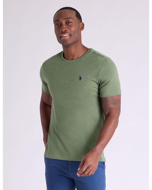 U.S. POLO ASSN. Green Solid Crew Neck T-Shirt for men