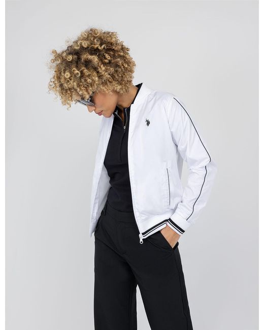 U.S. POLO ASSN. White Solid Bomber Jacket