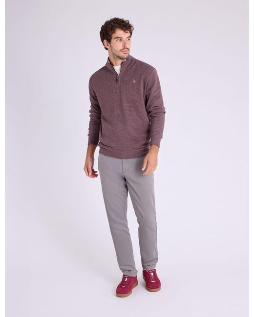 U.S. POLO ASSN. Natural 1/4 Zip Mock Neck Flatback Pullover for men