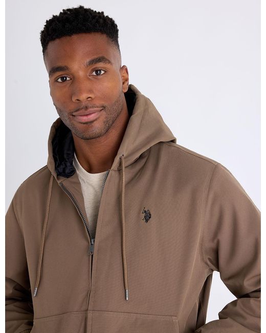 U.S. POLO ASSN. Blue Solid Midweight Hooded Jacket for men