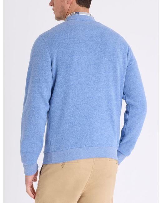 U.S. POLO ASSN. Blue Solid Peached Fleece Crew Neck Pullover for men