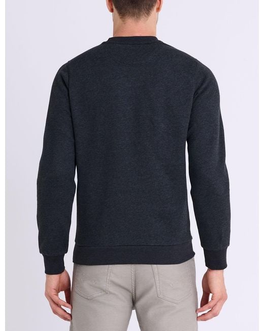 U.S. POLO ASSN. Blue Solid Peached Fleece Crew Neck Pullover for men