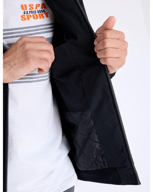U.S. POLO ASSN. Blue Solid Midweight Hooded Jacket for men
